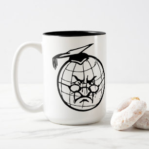 Taza Bicolor Globe enojado con educador divertido de Mortarboar