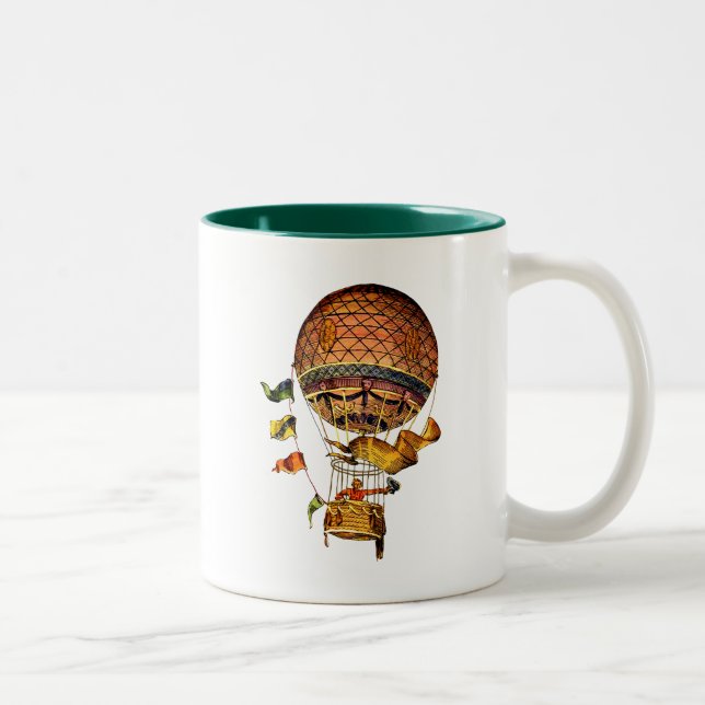 Taza Bicolor Globo de aire caliente con banderas (Derecha)