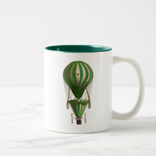 Taza Bicolor Globo de aire caliente en niveles Verde