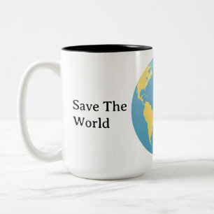Taza Bicolor Globo Eco Personalizado Planeta Minimalista