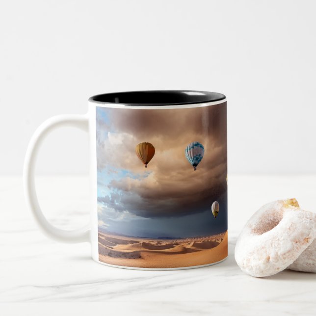 Taza Bicolor Globos de aire caliente (Con donut)