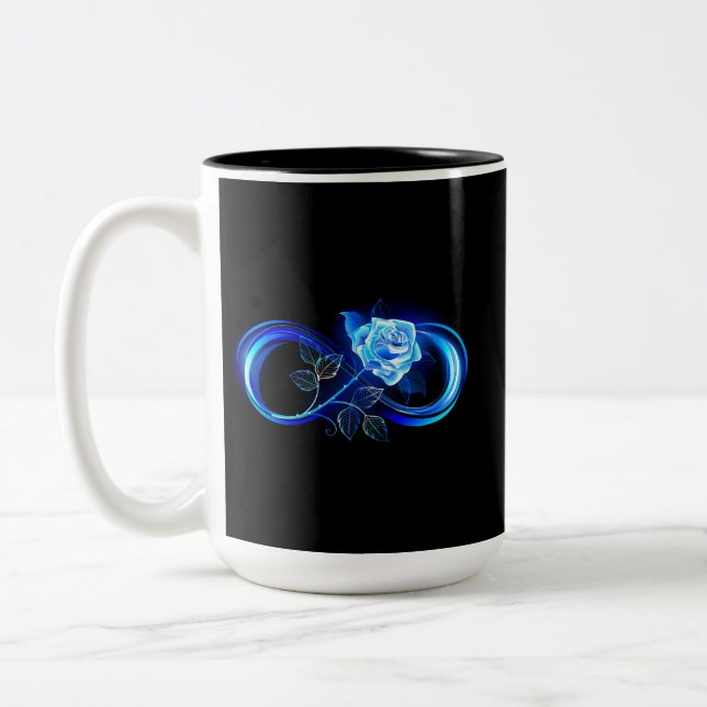 Taza Bicolor Glowing infinity with blue rose (Izquierda)