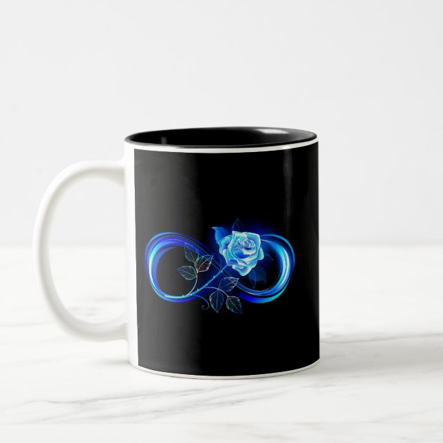 Taza Bicolor Glowing infinity with blue rose (Izquierda)