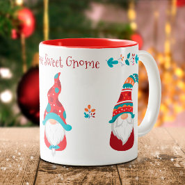 Taza Bicolor Gnome Sweet Gnome Cute Moderno Festividad Elf Simp