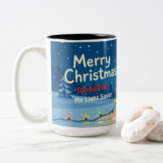 Taza Bicolor Gnomo de Navidad Personalizado "Mi Salvador de Luc