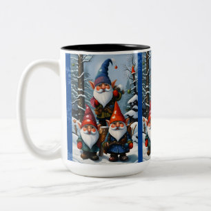Taza Bicolor Gnomos del Bosque Invernal