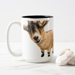Taza Bicolor Goat Cute Peeking Coffee Mug