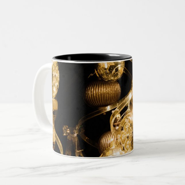 Taza Bicolor Gold Baubles and Spiral Pattern (Anverso izquierdo)