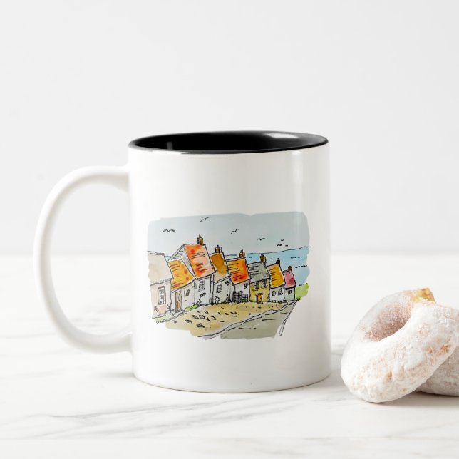 Taza Bicolor Gold Hill, Shaftesbury Watercolor (Con donut)