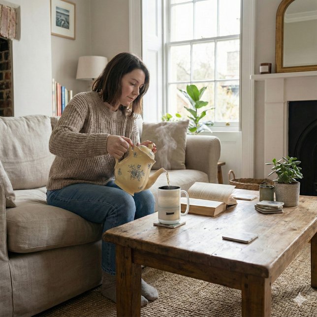 Taza Bicolor Golden Hour Mist & Boat Scenery, 15 oz (Subido por el creador)