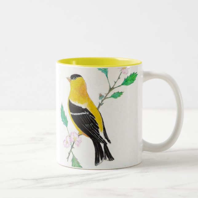 Taza Bicolor goldfinch del americam, Goldfinch americano (Derecha)