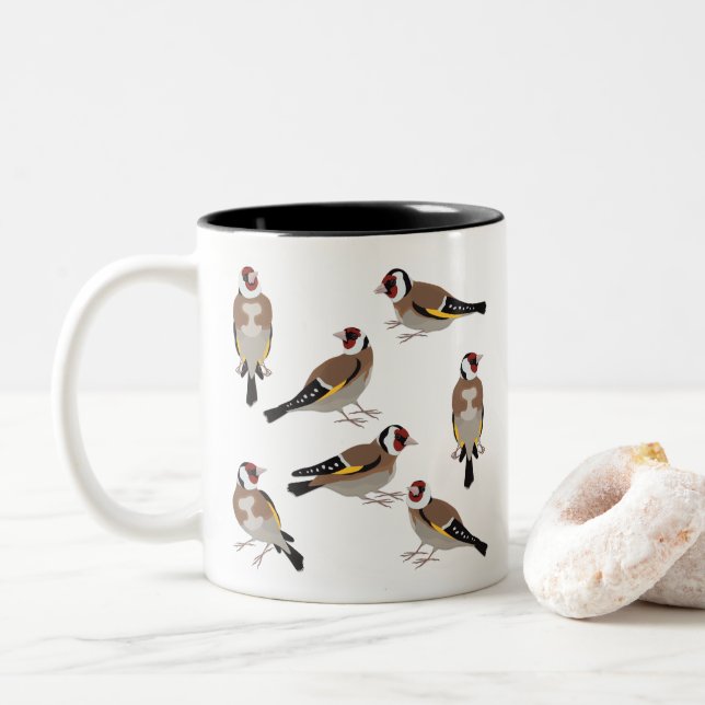 Taza Bicolor Goldfinch europeo (Con donut)