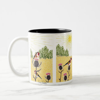Taza Bicolor Goldfinches en el cardo