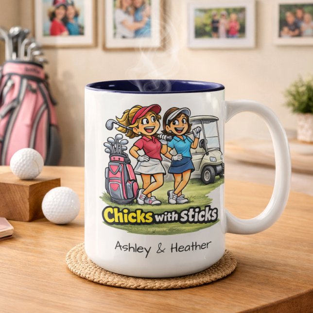 Taza Bicolor Golf Buddies Besties BFF Fun Personalized Mug (Subido por el creador)