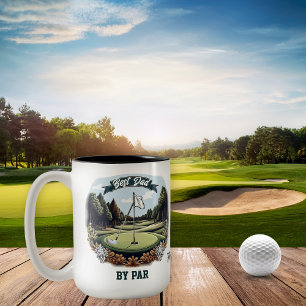 Taza Bicolor Golf Course Club y Ball Best Dad por nombre de per