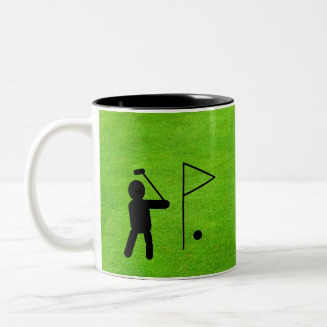 Taza Bicolor Golfista personalizado en Hole Silhouette sobre lo (Izquierda)