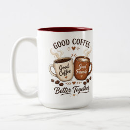 Taza Bicolor Good Coffee Good Friends mit zwei Kaffeetassen