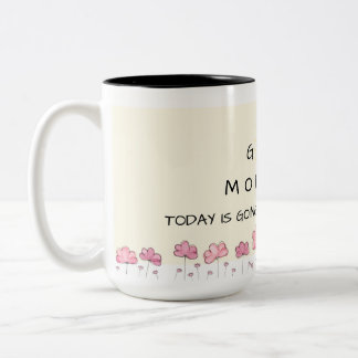 Taza Bicolor Good morning floral mug - pink flower - motivation