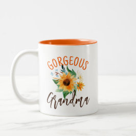 Taza Bicolor Gorgoge Grandma Floral Sunflower Personalizada