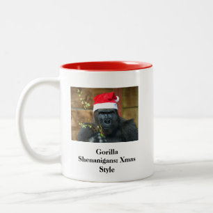 Taza Bicolor Gorilla Shenanigans: Estilo de Navidad