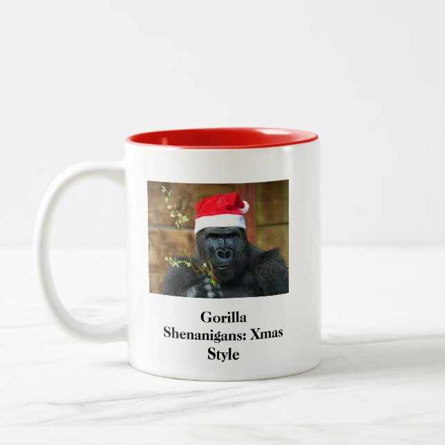 Taza Bicolor Gorilla Shenanigans: Estilo de Navidad (Izquierda)
