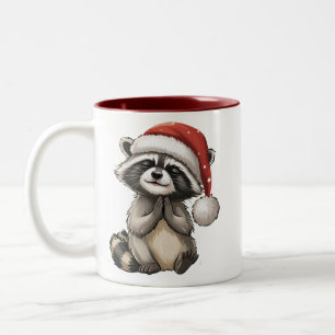 Taza Bicolor Gorrito de Santa de Navidad para Mapache