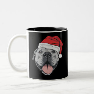 Taza Bicolor Gorrito de Santa Pitbull Navidad Xmas Amante de Pe