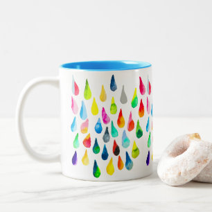 Taza Bicolor Gotas de lágrima acuarela colorida caprichosa