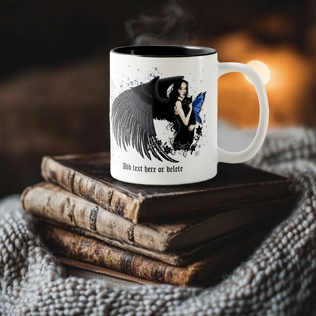 Taza Bicolor Gótico Angel Wings Black Cat (Subido por el creador)