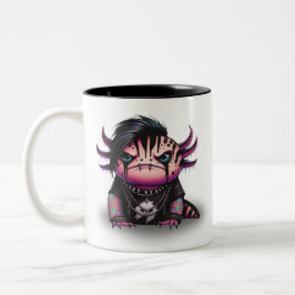 Taza Bicolor Gótico Axolotl Mug, Punk Rock Axolotl Mug