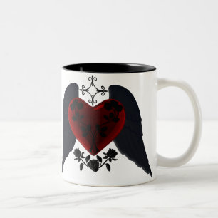 Taza Bicolor Gótico de ala negra Mug del corazón