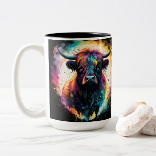 Taza Bicolor Gracia fantasmal: vaca Highland holográfica espect