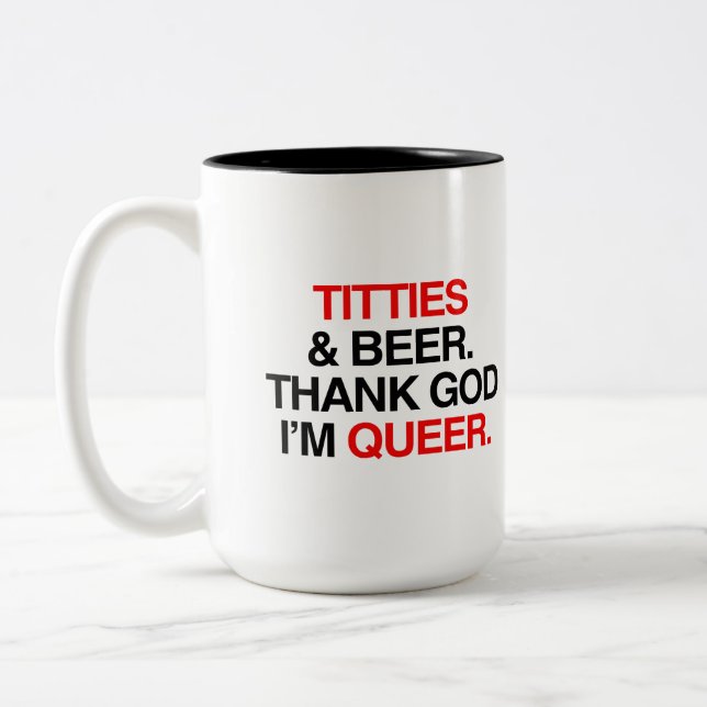 Taza Bicolor Gracias a Dios que soy queer (mujer) (Izquierda)