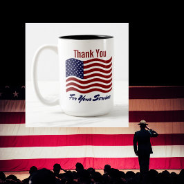 Taza Bicolor Gracias Bandera Americana Café Mug