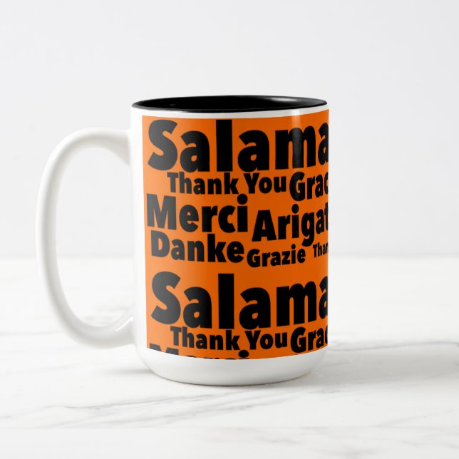 Taza Bicolor Gracias De 6 Países Novedad Impresa: Salamat (Izquierda)