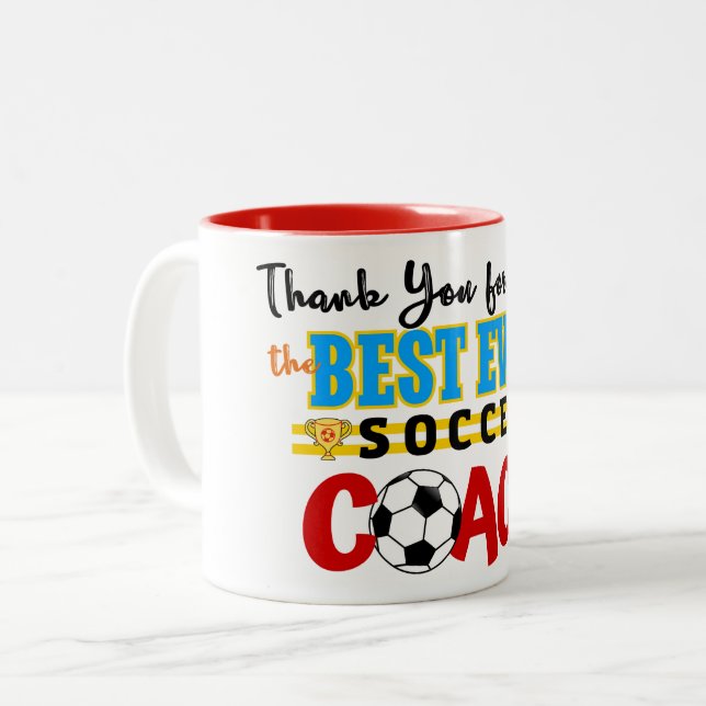 Taza Bicolor Gracias entrenador de fútbol (Anverso izquierdo)