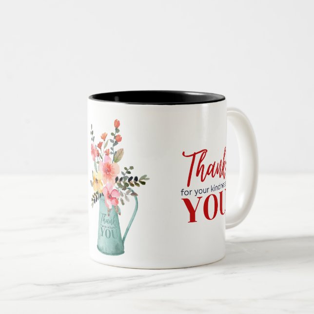 Taza Bicolor Gracias: Flor Bouquet en una acuarela (Anverso derecho)