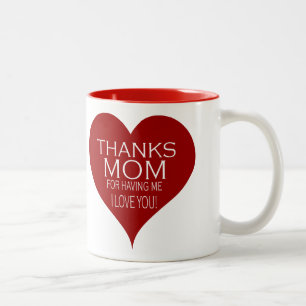 Taza Bicolor GRACIAS MAMÁ POR HABERME TENIDO Tipografía Corazón