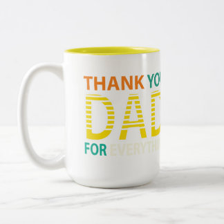 Taza Bicolor Gracias Papá Por Todo Tipografía Moderna Rayada