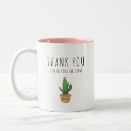Taza Bicolor Gracias por ayudarme a crecer, cactus rosado