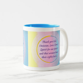 Taza Bicolor Gracias por rezar por la paz y los derechos de las