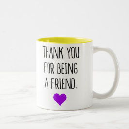 Taza Bicolor Gracias por ser un amigo (el corazón púrpura)