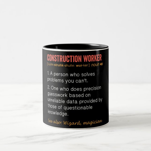 Taza Bicolor Graciosa definición de trabajador de construcción (Centro)