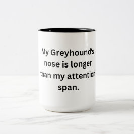 Taza Bicolor Graciosa Mug de Greyhound - Nariz larga, poca aten