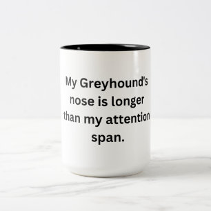 Taza Bicolor Graciosa Mug de Greyhound - Nariz larga, poca aten