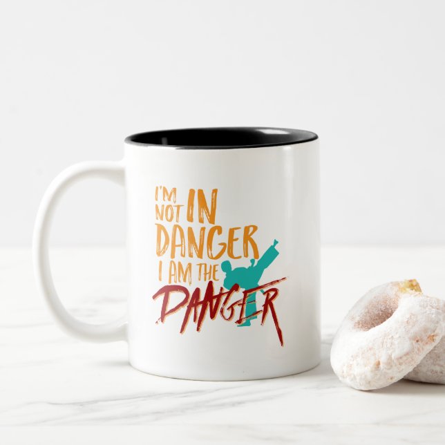 Taza Bicolor Graciosas Artes Marciales De Cinturón Negro Soy El (Con donut)
