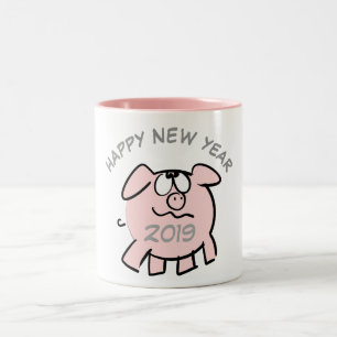 Taza Bicolor Gracioso 2 Personalizados Año Cerdo Zodiac Cumplea