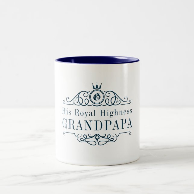 Taza Bicolor Gracioso Abuelo Mug | Su Alteza Real Abuelo (Centro)