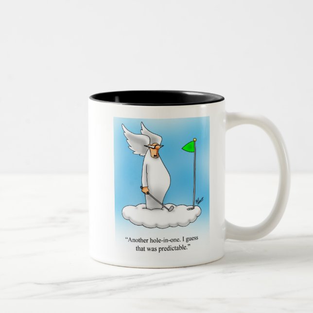 Taza Bicolor ¡Gracioso Ángel Golf Humor Mug! (Derecha)