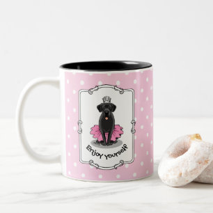 Taza Bicolor Gracioso ballet de perro Princesa Black Lab Recupe